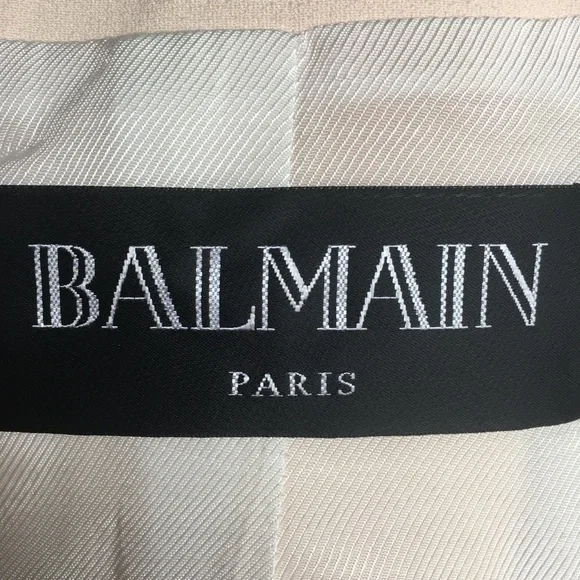 Balmain Cream Double-Breasted Blazer